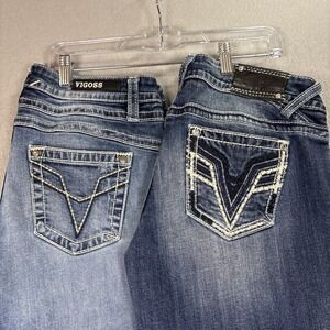 Vigoss Jean Women 9/10 Blue The Chelsea Capri Low Rise Whiskering Lot of 2
